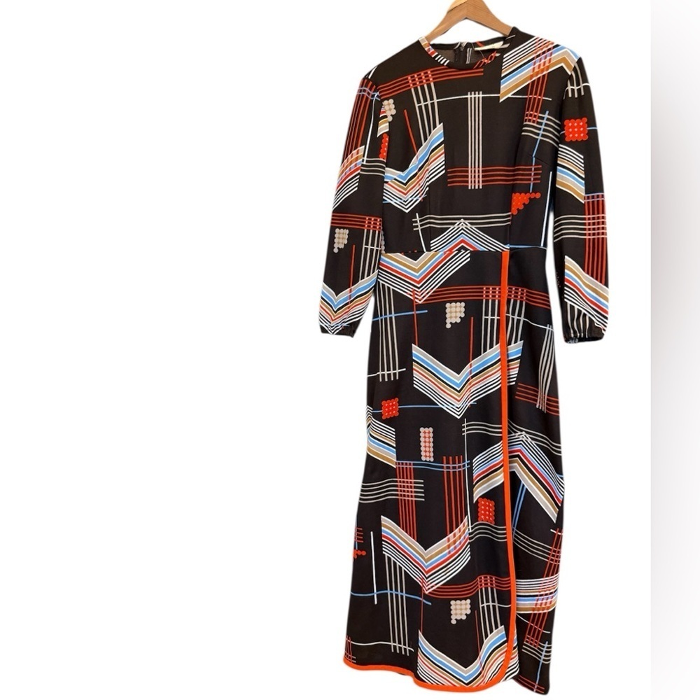 Joan Curtis size 12 (fits size 8-10) Long Sleeve Bishop Dress Geometric Pattern